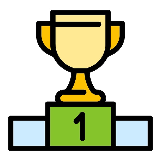 Icono del podio de la copa de oro Contorno del podio del cupo de oro Icono vectorial de color plano aislado