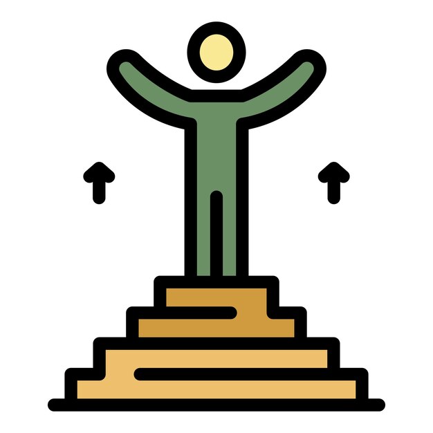 Icono de podio de educación del personal Contorno de icono de vector de podio de educación del personal color plano aislado