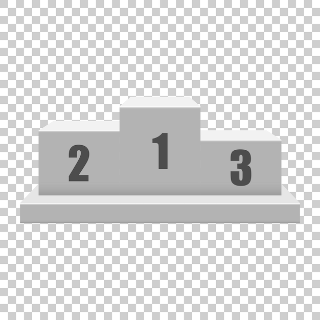 Icono del podio de los ganadores en estilo plano Ilustración del pedestal en un fondo transparente aislado Concepto del letrero del premio