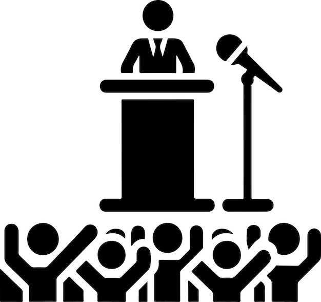 Icono del podio Vector Persona Discurso público para la presentación Fondo blanco 10