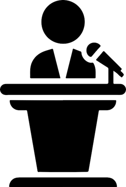 Icono del podio Vector Persona Discurso público para la presentación Fondo blanco 9