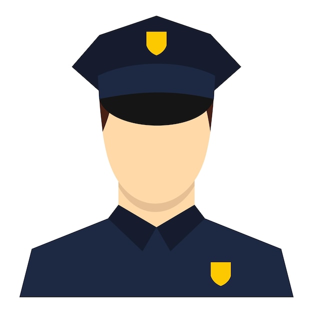 Icono de policía en estilo plano aislado en fondo blanco Ilustración vectorial de símbolo de trabajo