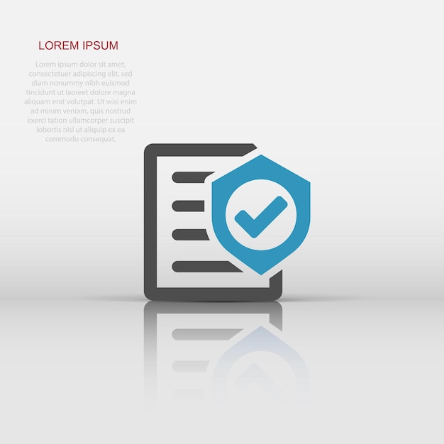 Icono de póliza de seguro en estilo plano Ilustración de vector de informe sobre fondo blanco aislado Concepto de negocio de documento