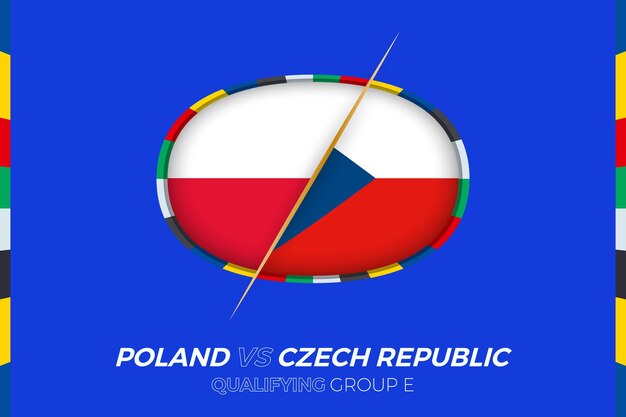 Icono de polonia vs república checa para el grupo e de clasificación del torneo de fútbol europeo