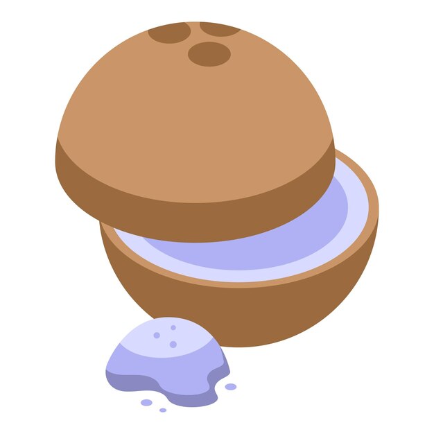 Icono de polvo de diente de coco vector isométrico boca del tubo