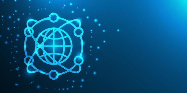 Ícono Poly Global Bajo en Fondo Gradiente Azul Oscuro Símbolo Mundial Geométrico y Minimalista Moderno para Arte Digital Modelación 3D UIUX y Gráficos Futuristas