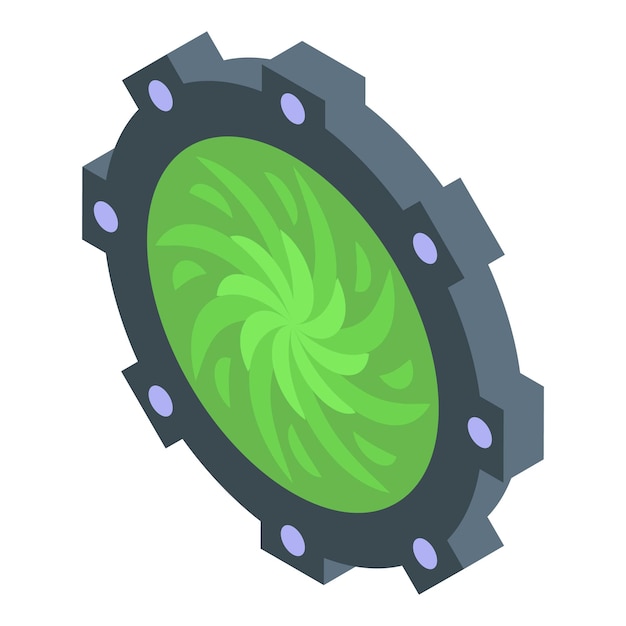 Vector icono de portal de vórtice verde redondo vector isométrico soporte de puerta de fantasía plataforma de ui de tiempo