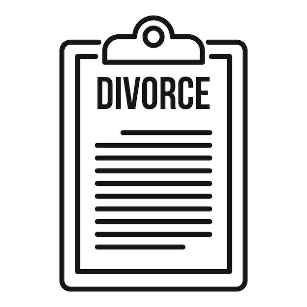 Icono de portapapeles de divorcio Icono de vector de portapapeles de divorcio de contorno para diseño web aislado sobre fondo blanco