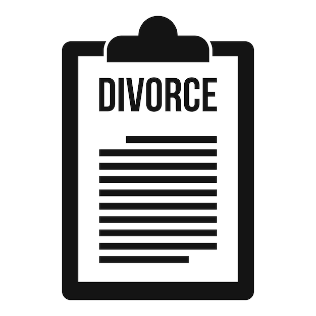 Icono del portapapeles de divorcio Ilustración simple del icono de vector del portapapeles de divorcio para diseño web aislado sobre fondo blanco