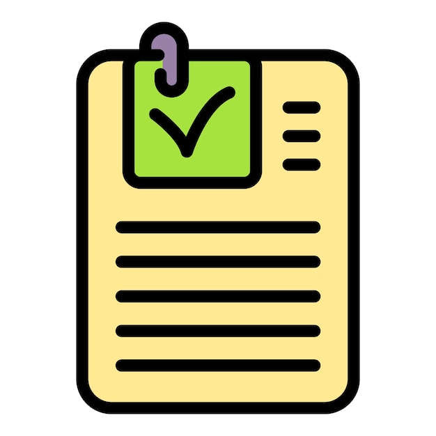 Icono del portapapeles esquema vector Lista verificación Tablero documento color plano