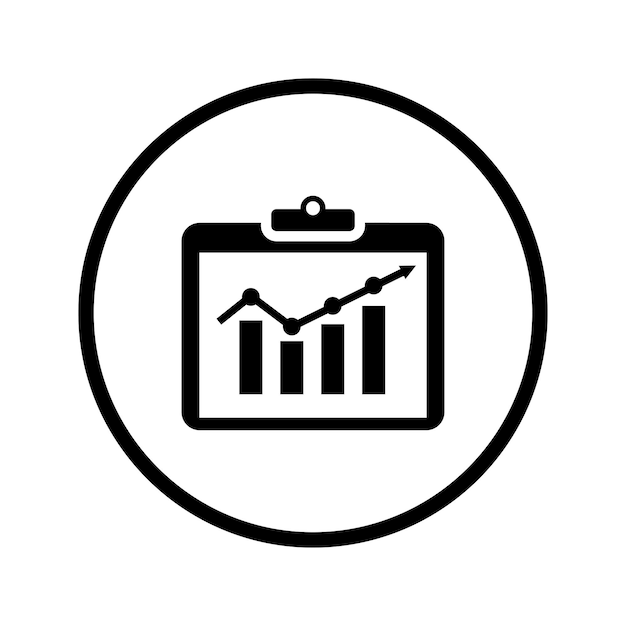 El icono del portapapeles del informe de evaluación Diseño vectorial negro