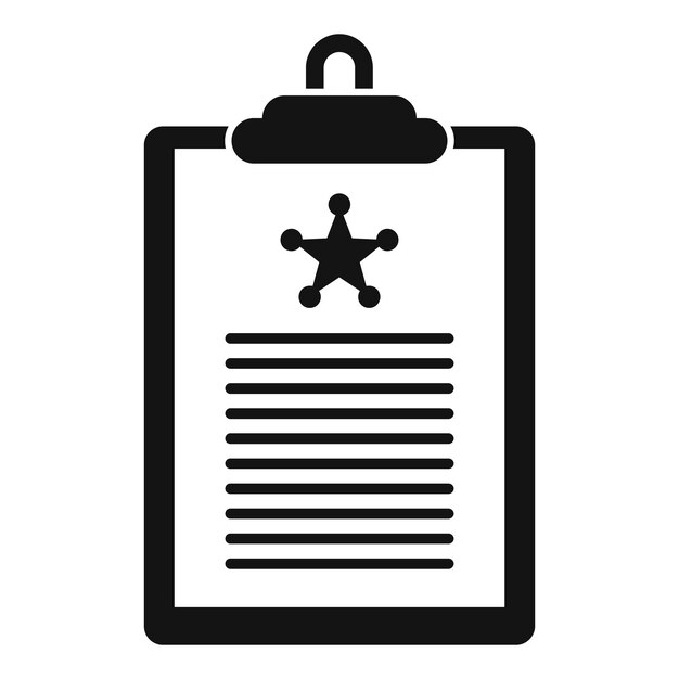 Icono del portapapeles de policía Ilustración simple del icono de vector del portapapeles de policía para diseño web aislado sobre fondo blanco