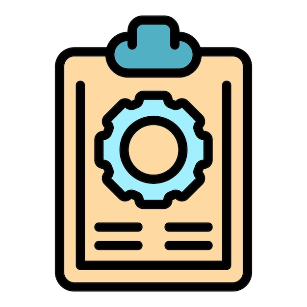 Icono de portapapeles de trabajo de rueda Contorno de icono de vector de portapapeles de trabajo de rueda color plano aislado