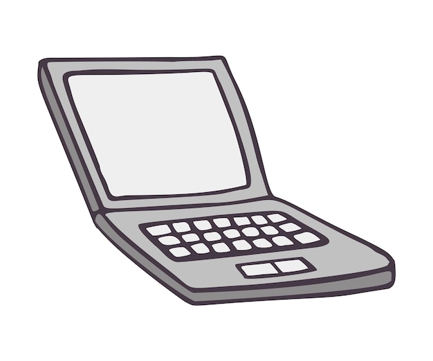 Icono de portátil abierto dibujado a mano símbolo de computadora aislado en fondo blanco