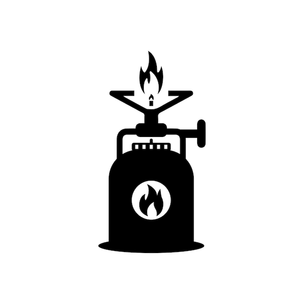 Icono portátil de la estufa de gas con quemador de gas