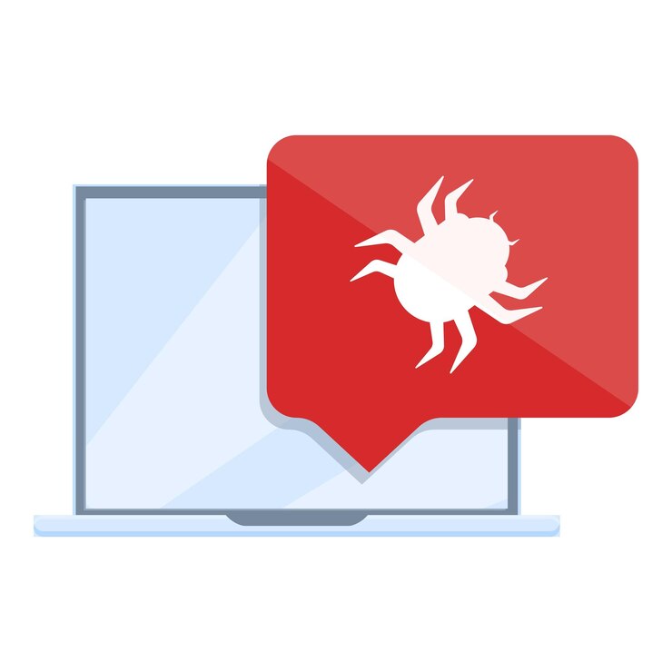 Vector icono de portátil de malware de virus icono vectorial de portátil del malware de virus para el diseño web aislado en fondo blanco