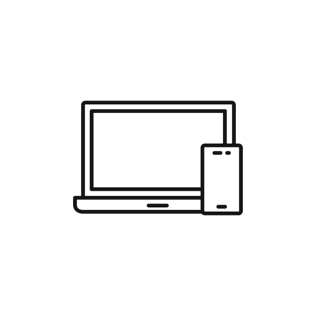 Icono de portátil y móvil aislado en fondo blanco