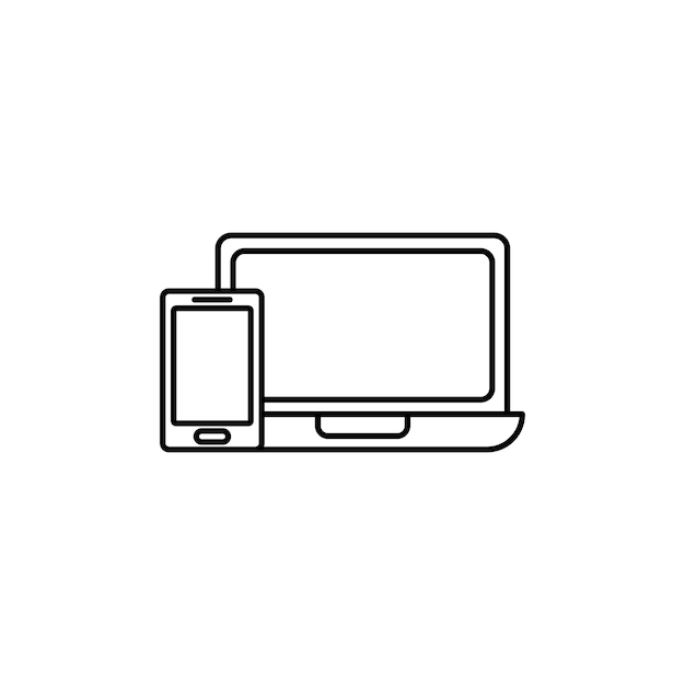 Icono de portátil y móvil aislado en fondo blanco