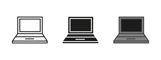 Ícono de portátil Vector de computadora portátil Símbolo de cuaderno digital Señal de estación de trabajo de oficina Internet