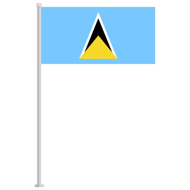El icono del poste de la bandera nacional de Santa Lucía aislado sobre un fondo blanco