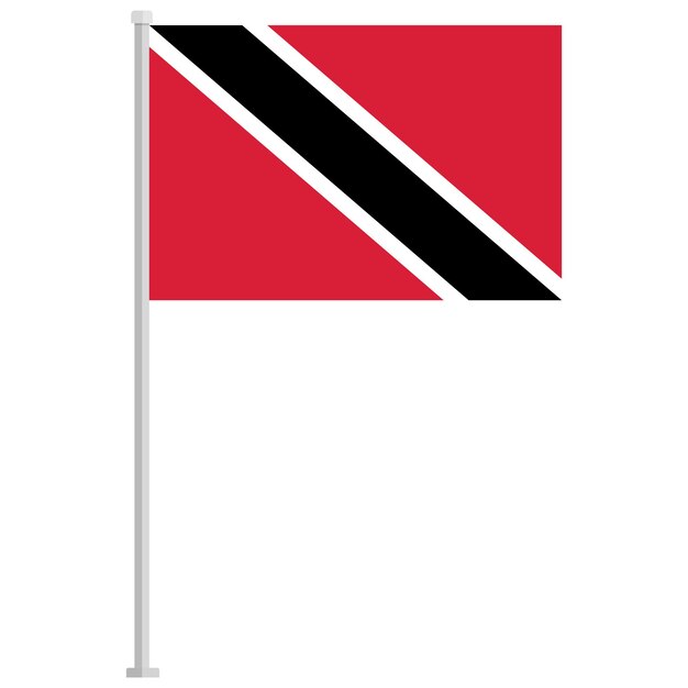 El icono del poste de la bandera nacional de Trinidad y Tobago aislado sobre un fondo blanco
