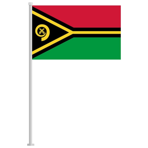 El icono del poste de la bandera nacional de Vanuatu aislado sobre un fondo blanco