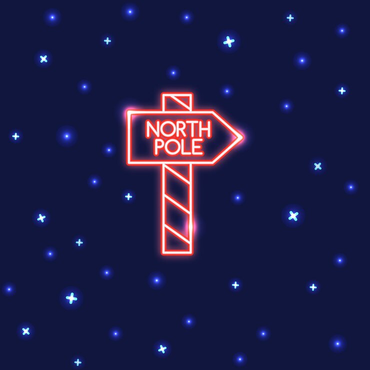 Vector icono de poste de ruta del polo norte de neón