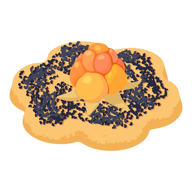 Vector icono de postre de moras isométricas vector moras frescas y galleta con semilla concepto de desayuno de postre