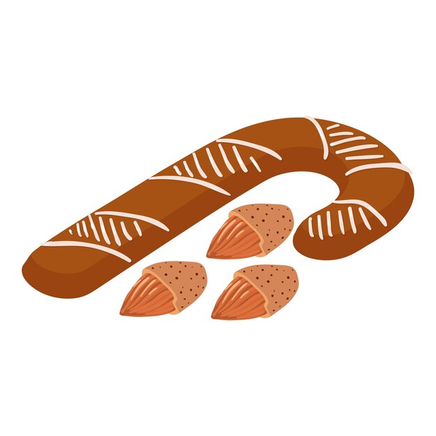 Icono de postre de vacaciones vector isométrico Galleta de pan de jengibre de almendras frescas con cáscara Concepto de comida de postre