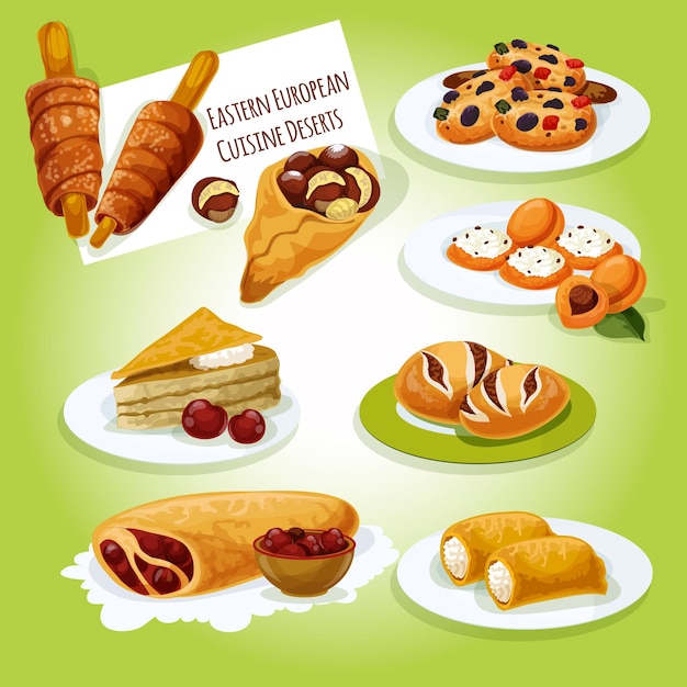 Vector icono de postres de cocina de europa del este