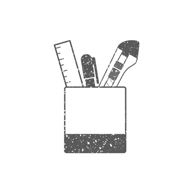 Icono de pote de pluma en la ilustración de vector de textura grunge