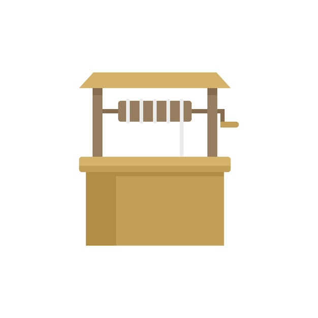 Icono de pozo de agua de madera Ilustración plana del icono de vector de pozo de agua de madera aislado sobre fondo blanco