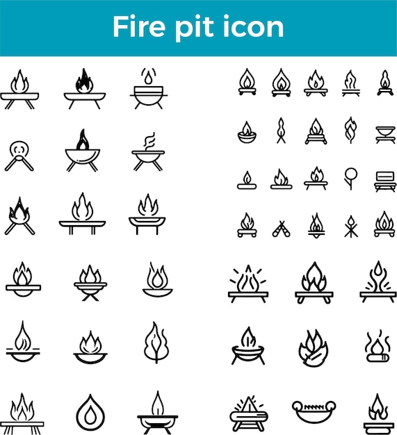 icono de pozo de fuego vector herramienta de calefacción al aire libre diseño de accesorios de barbacoa