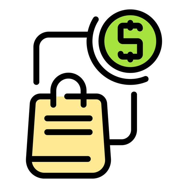Icono de precio del producto Contorno del precio del producto Icono vectorial de color plano aislado