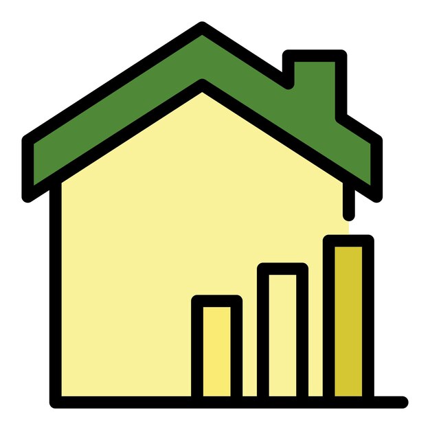 Icono de precios inmobiliarios en aumento Contorno de precios inmobiliarios en aumento icono vectorial color plano aislado