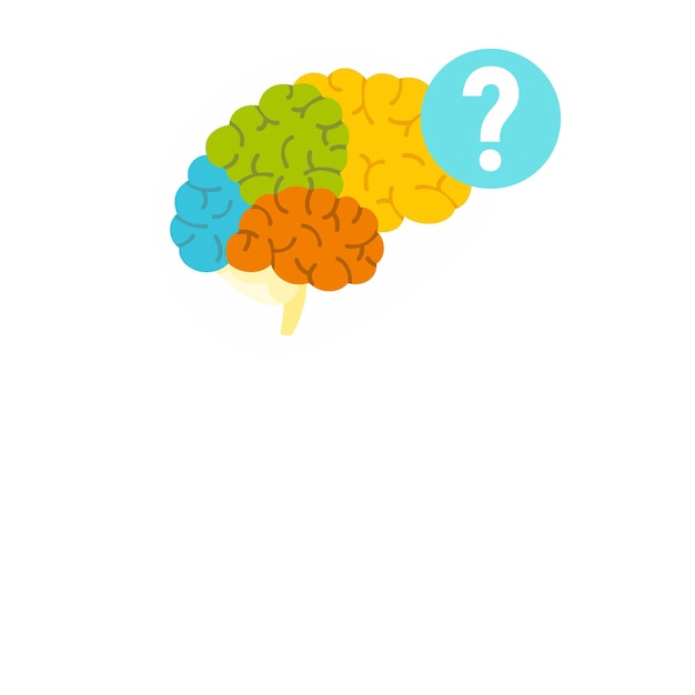 Icono de pregunta del cerebro humano Ilustración plana del icono de vector de pregunta del cerebro humano para diseño web