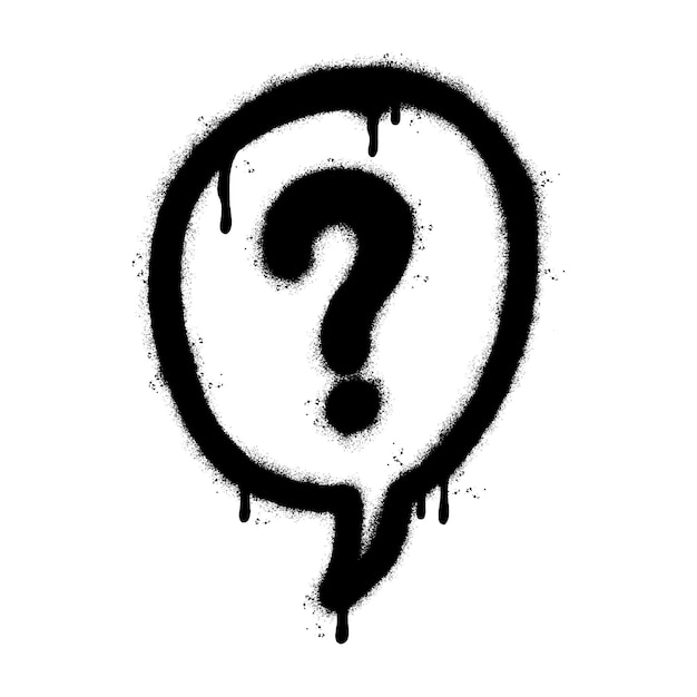 Icono de pregunta pintado con spray aislado con un fondo blanco