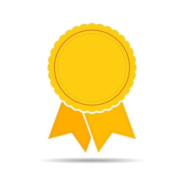 Icono de premio de medalla plana con cinta ilustración vectorial