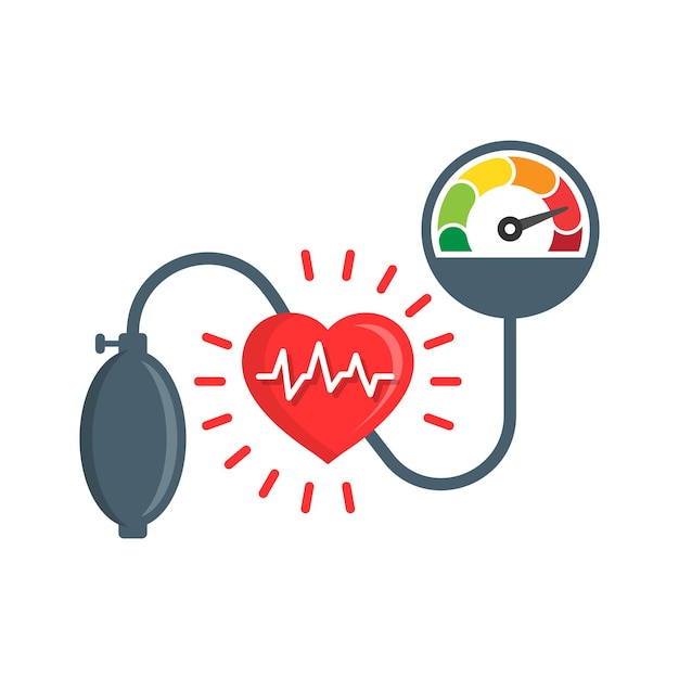 Icono de presión arterial arterial en estilo plano Monitor de latidos ilustración vectorial sobre fondo aislado Concepto de negocio de signo de diagnóstico de pulso