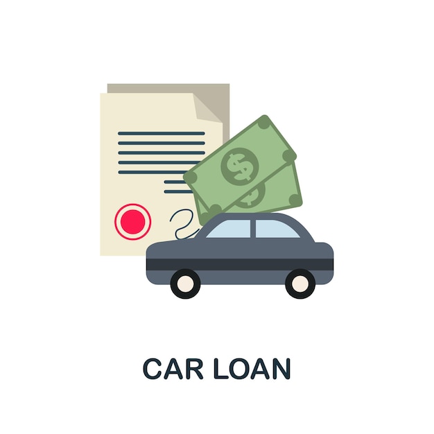 Icono de préstamo de coche Elemento de signo plano de la colección de crédito Icono de préstamo de coche creativo para infografías de plantillas de diseño web y más