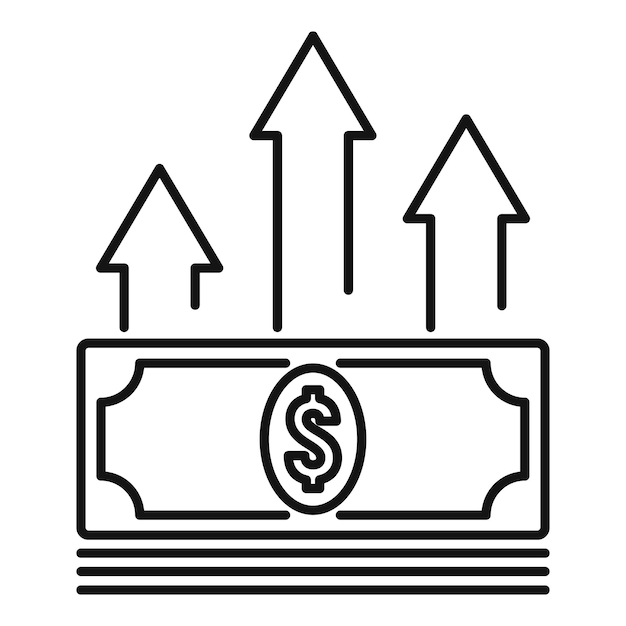 Icono de préstamo de dinero en efectivo Icono de vector de préstamo de dinero en efectivo de esquema para diseño web aislado sobre fondo blanco