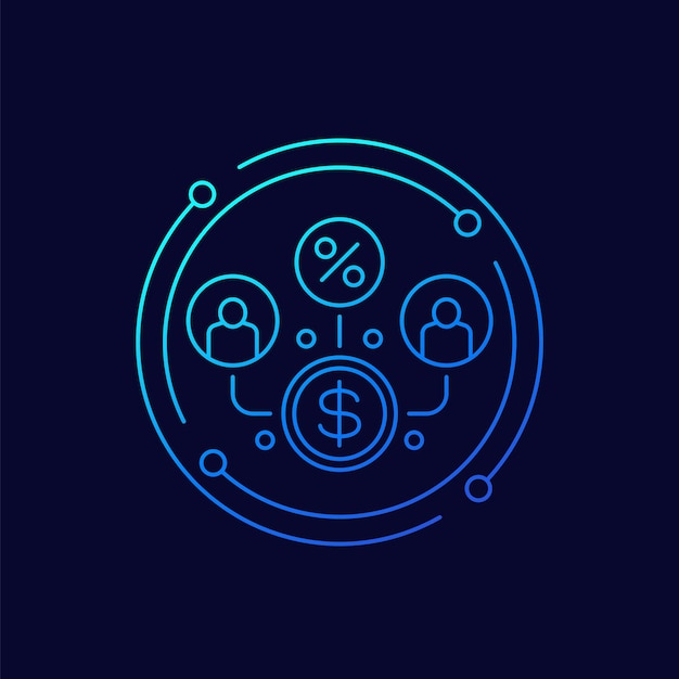 icono de préstamo p2p diseño lineal de préstamo peer-to-peer