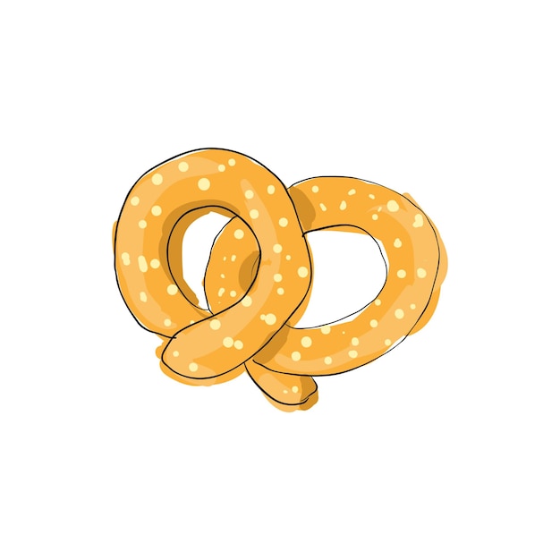 Icono de pretzels en estilo de dibujos animados aislado en fondo blanco Símbolo de alimentos