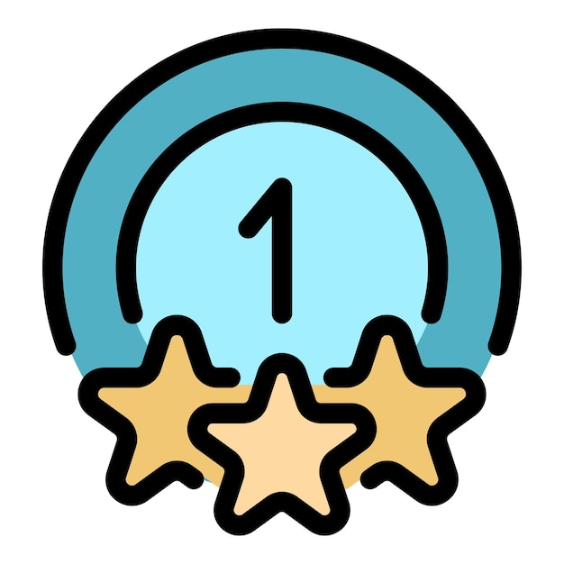 Icono de primer lugar de clasificación Esquema Icono de vector de primer lugar de clasificación para diseño web aislado en color plano de fondo blanco