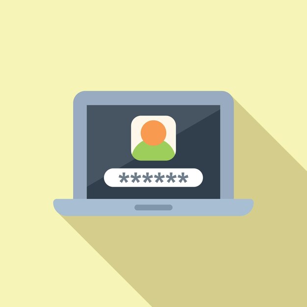 Icono de privacidad de computadora portátil vector plano Protección de datos Información segura