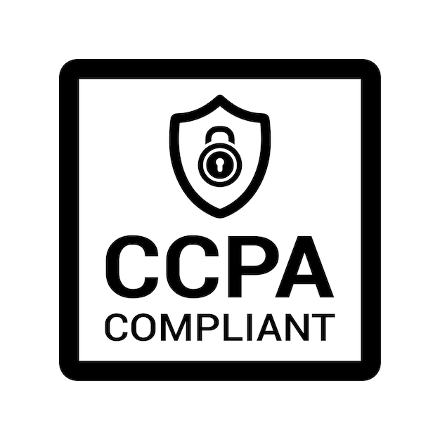 Icono de privacidad de cumplimiento de la CCPA Gráficos vectoriales en negro