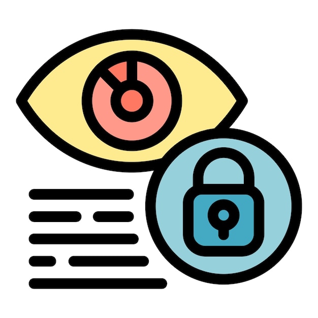 Icono de privacidad del ojo del sistema Contorno del sistema Icono de privacidade del ojo del vector Color plano aislado