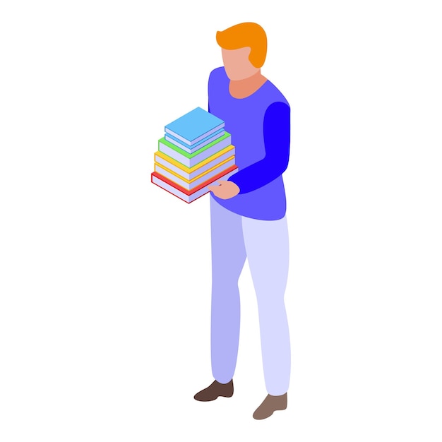 Icono de problemas de libros de lectura para adolescentes Isométrico de problemas de libros de lectura para adolescentes icono vectorial para diseño web aislado sobre fondo blanco
