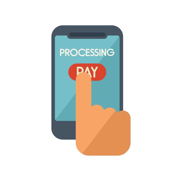 Icono de procesamiento de pago vector plano Pago de dinero Teléfono en línea aislado