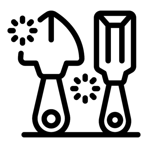 Icono del proceso de espera para la carga de herramientas de construcción, cinceles y paletas